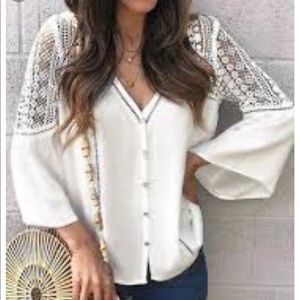 White Flowy Crochet Top